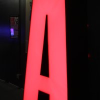 The iconic "A" backstage, where show guests often pose for a photo op before they go on.